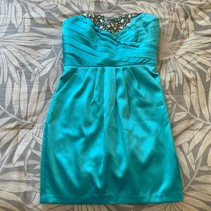 Blue Strapless Short Dress